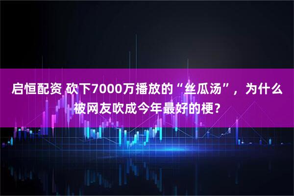 启恒配资 砍下7000万播放的“丝瓜汤”，为什么被网友吹成今年最好的梗？