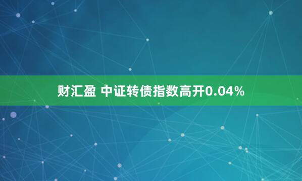 财汇盈 中证转债指数高开0.04%