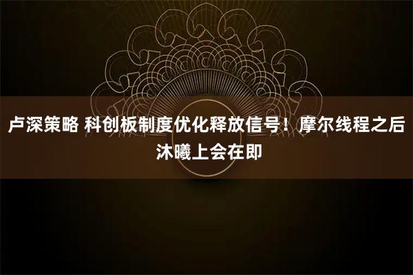 卢深策略 科创板制度优化释放信号！摩尔线程之后 沐曦上会在即