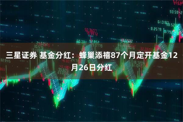 三星证券 基金分红：蜂巢添禧87个月定开基金12月26日分红