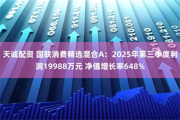 天诚配资 国联消费精选混合A：2025年第三季度利润19988万元 净值增长率648%